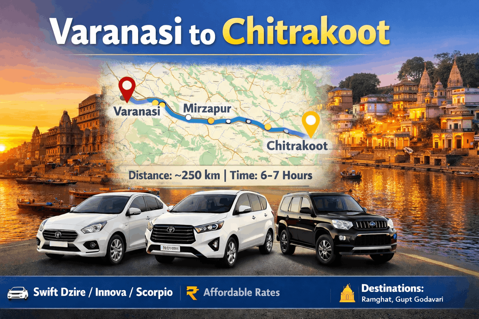 Varanasi to Chitrakoot Cab Service